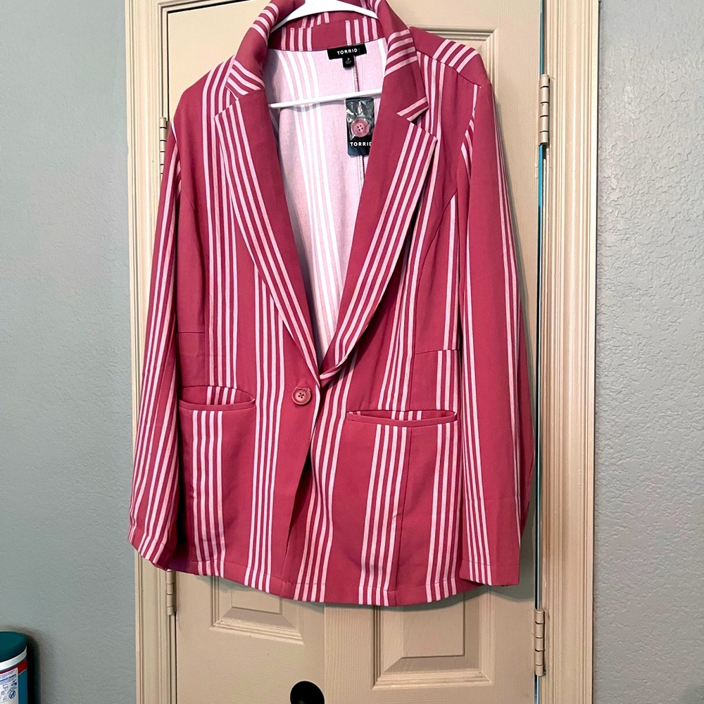 NWT Torrid Red, striped blazer